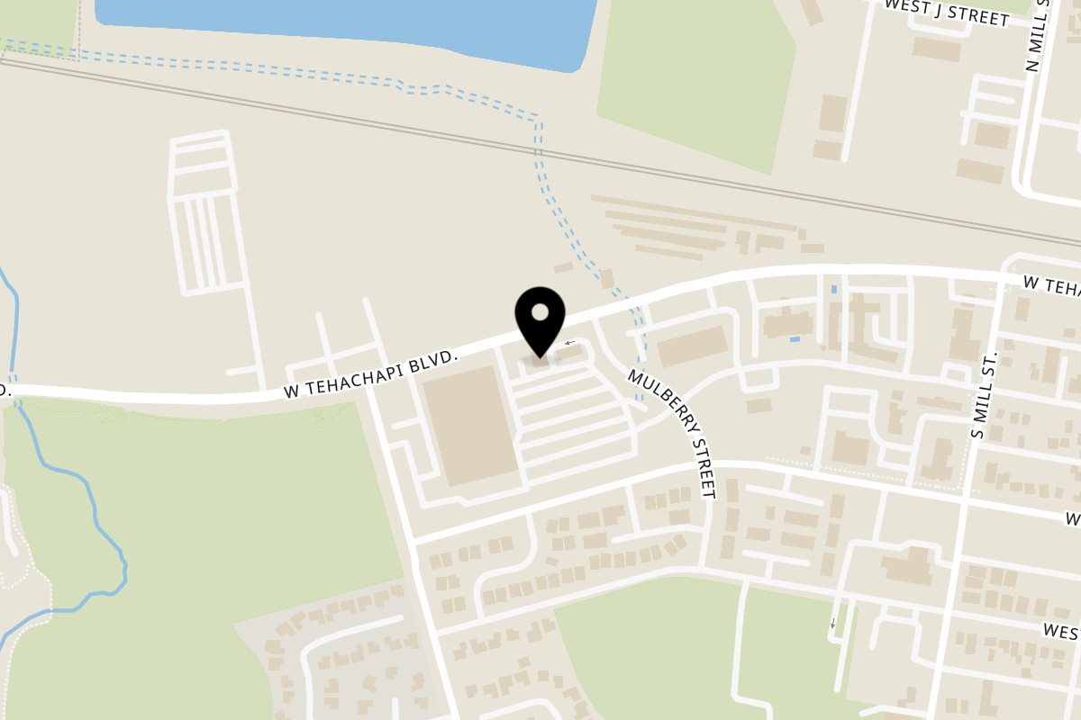 Map showing the location of TK Pizza & Pasta on 640 W Tehachapi Blvd B in Tehachapi